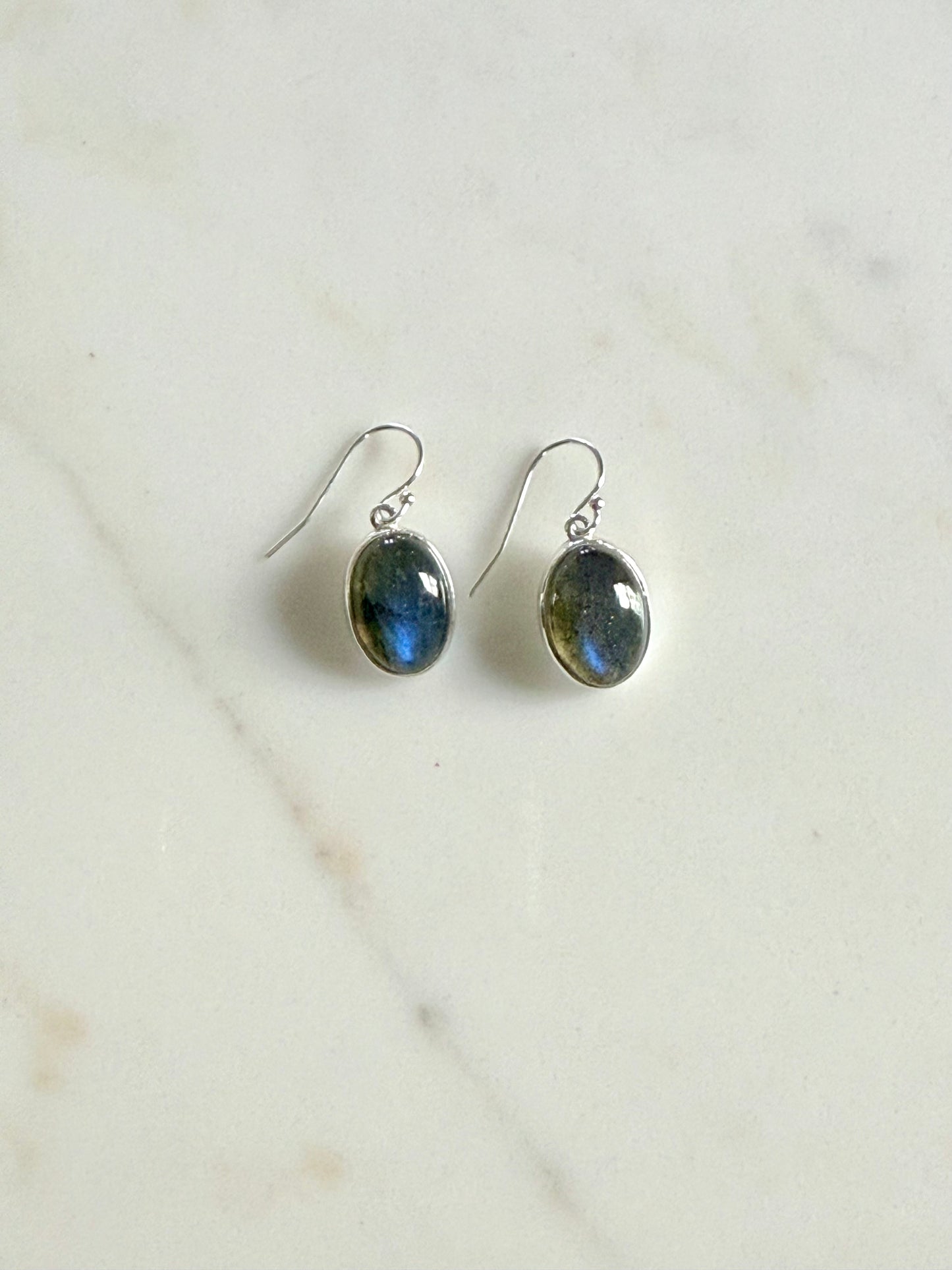 Labradorite Dangle Earrings in Sterling Silver by Hannah Daye