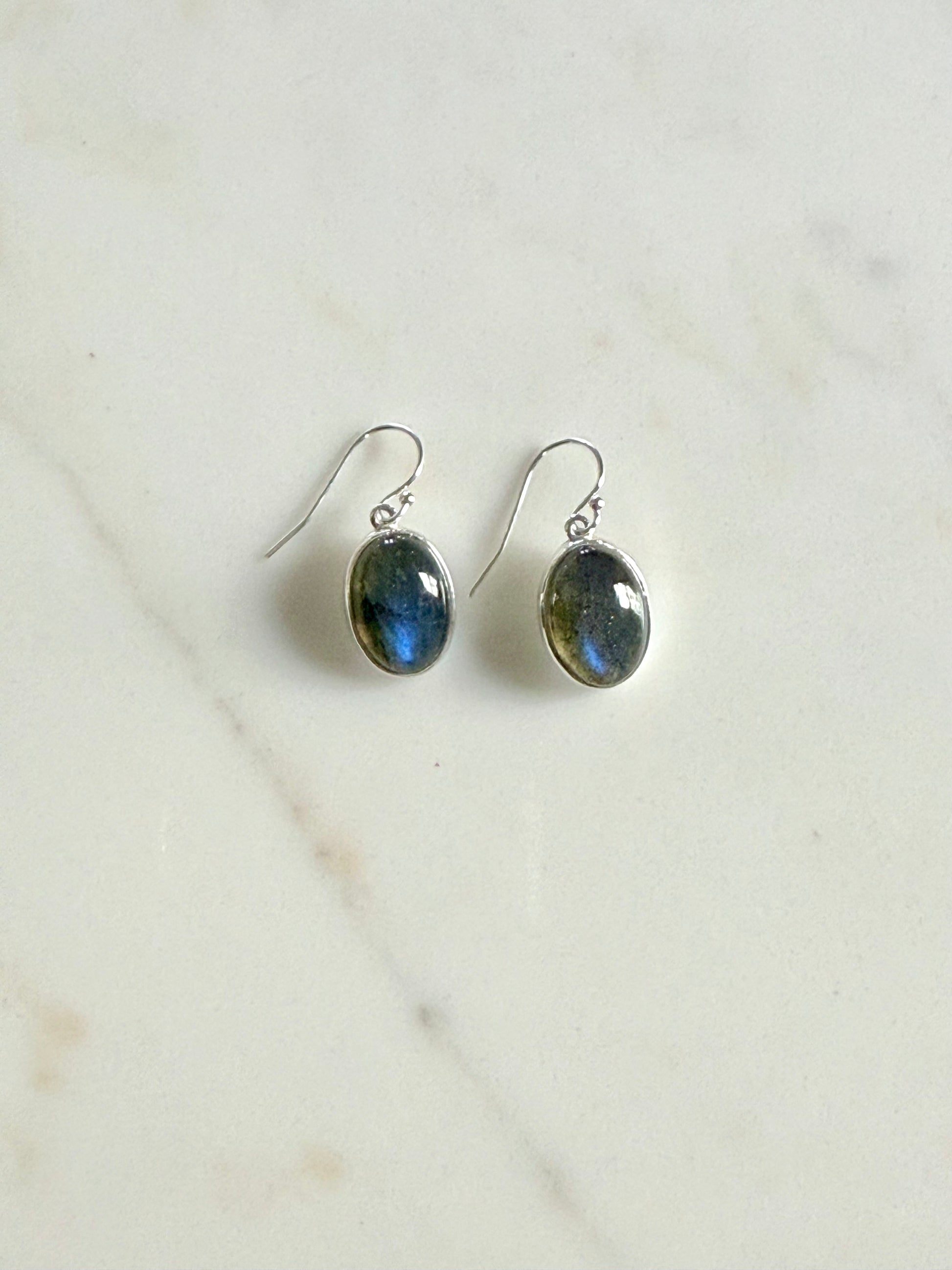 Labradorite Dangle Earrings in Sterling Silver by Hannah Daye