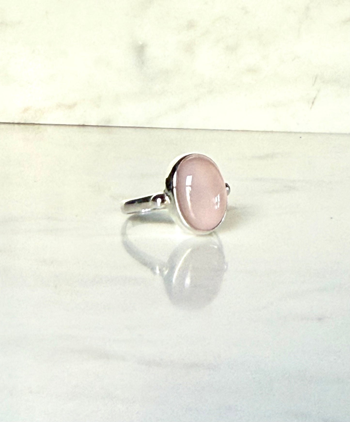 Side view Windsor Ring Rose Quartz north south