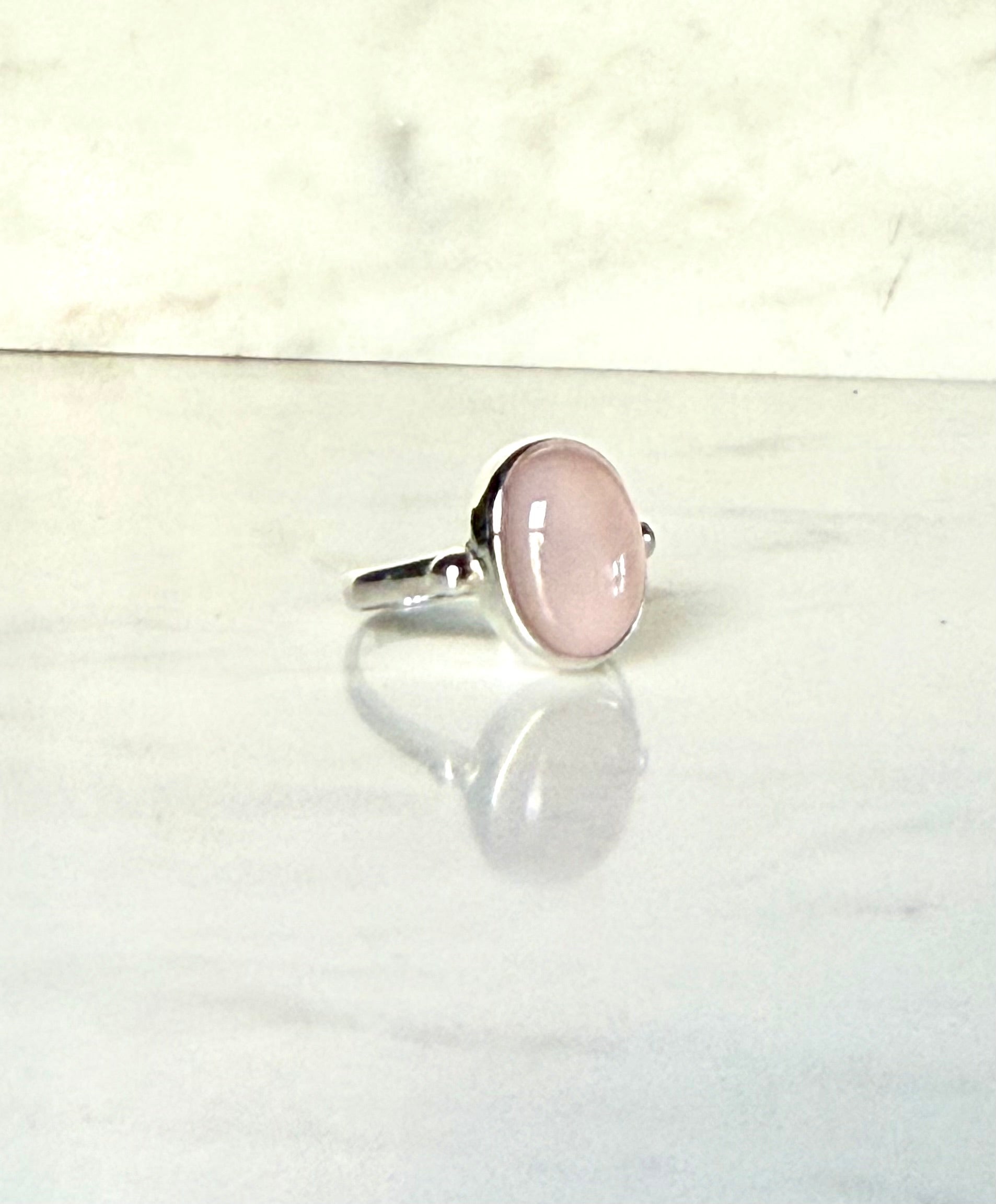 Side view Windsor Ring Rose Quartz north south