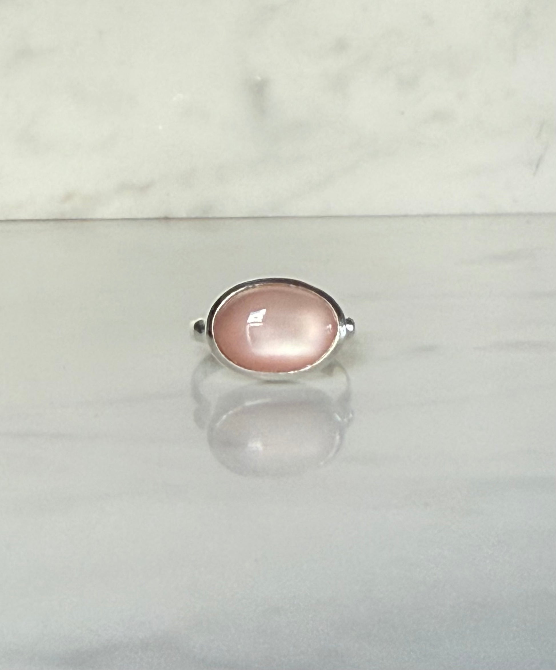 Windsor East West sterling silver ring rose quartz