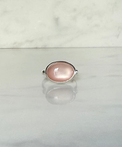 Windsor East West sterling silver ring rose quartz