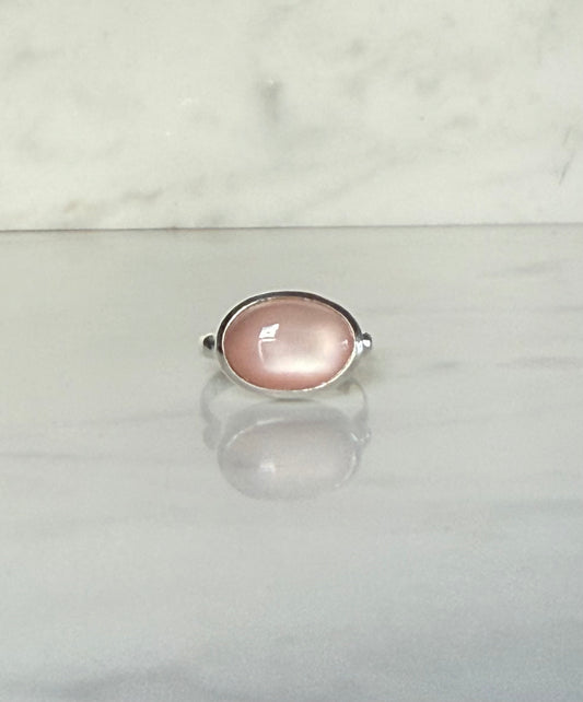 Windsor East West sterling silver ring rose quartz