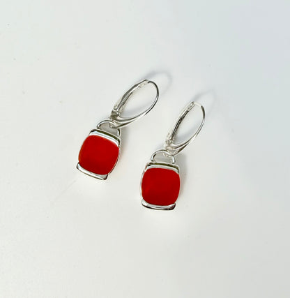 Milan Drop Earrings carnelian sterling silver handcrafted Hannah Daye & Co