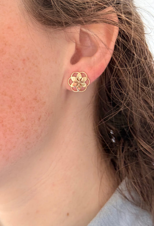 Rosette Piccolo Post Earrings 14k gold