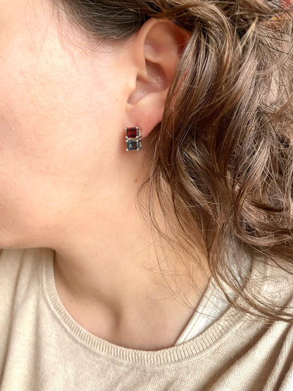 Lexington Earrings - Garnet and London Blue Topaz