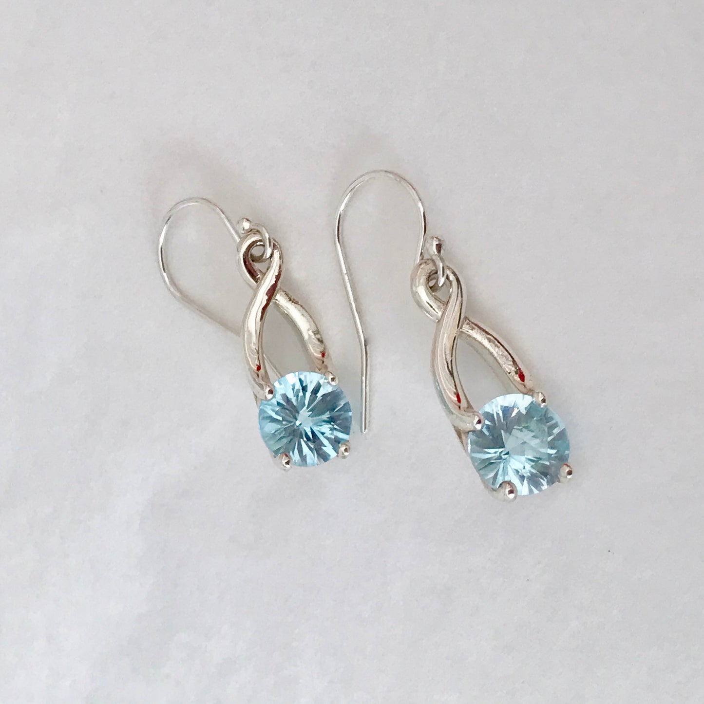 Brillante Drop Earrings Sterling Silver Sky Blue Topaz original design Hannah Daye & Co