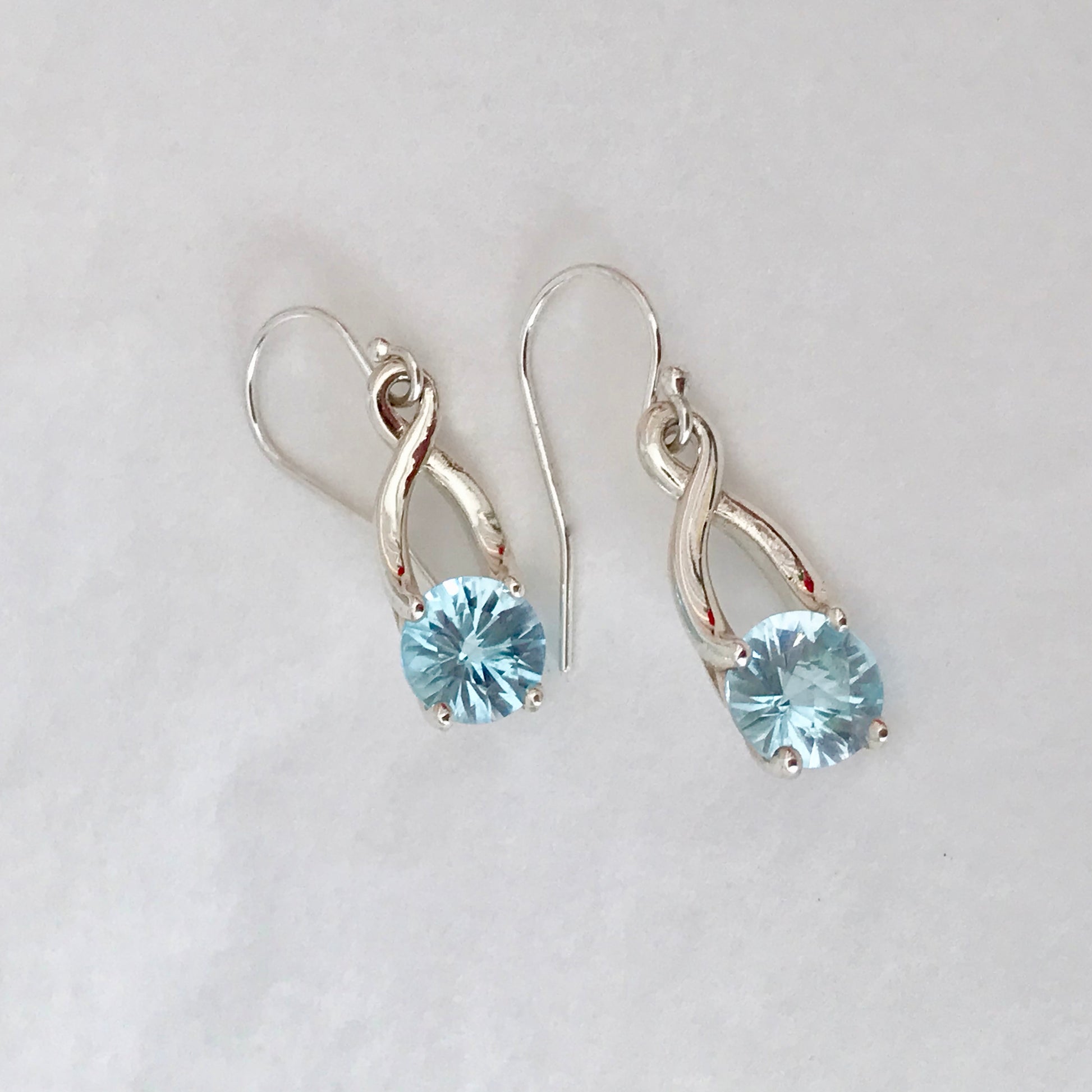 Brillante Drop Earrings Sterling Silver Sky Blue Topaz original design Hannah Daye & Co