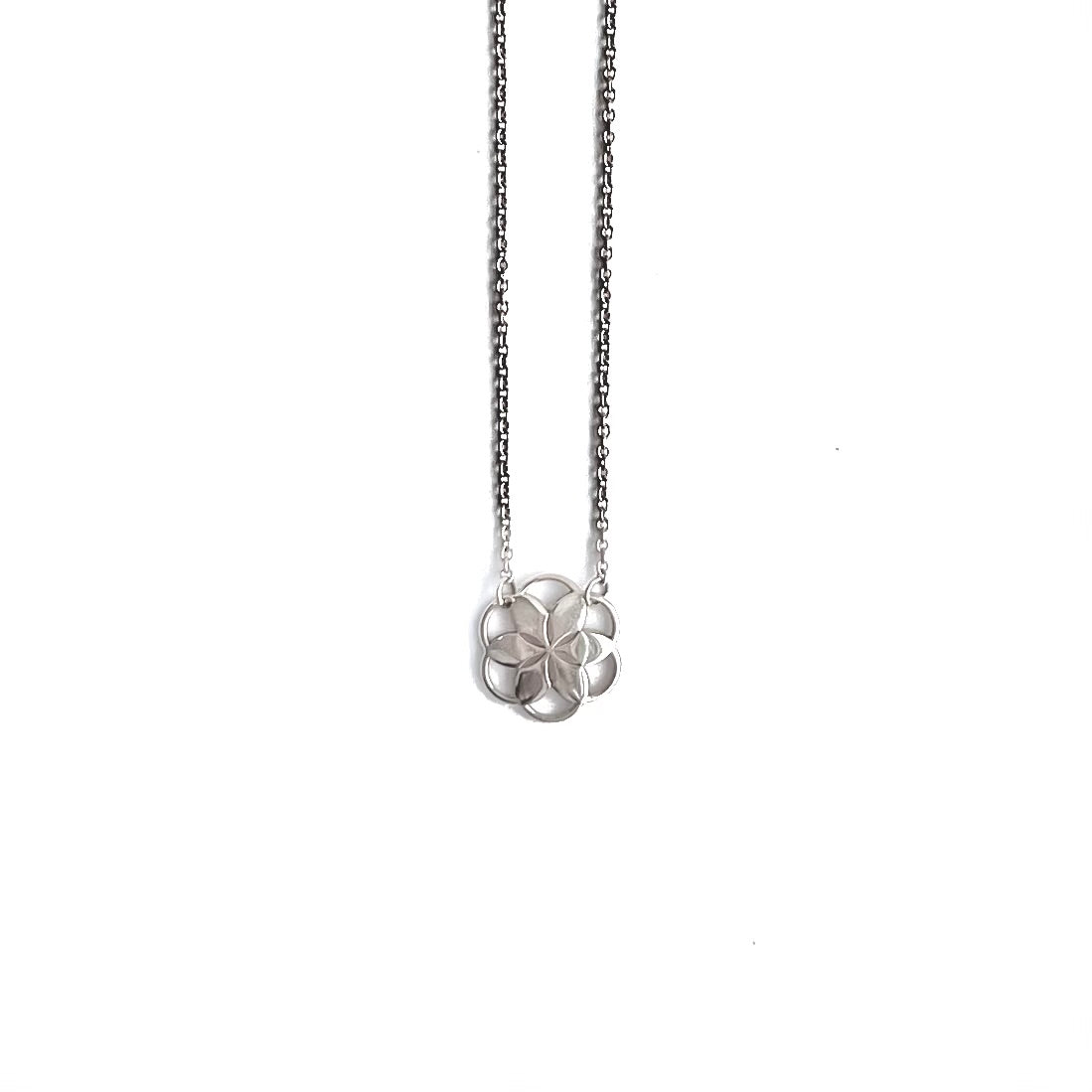 Rosette Piccolo Necklace in Sterling Silver by Hannah Daye original design