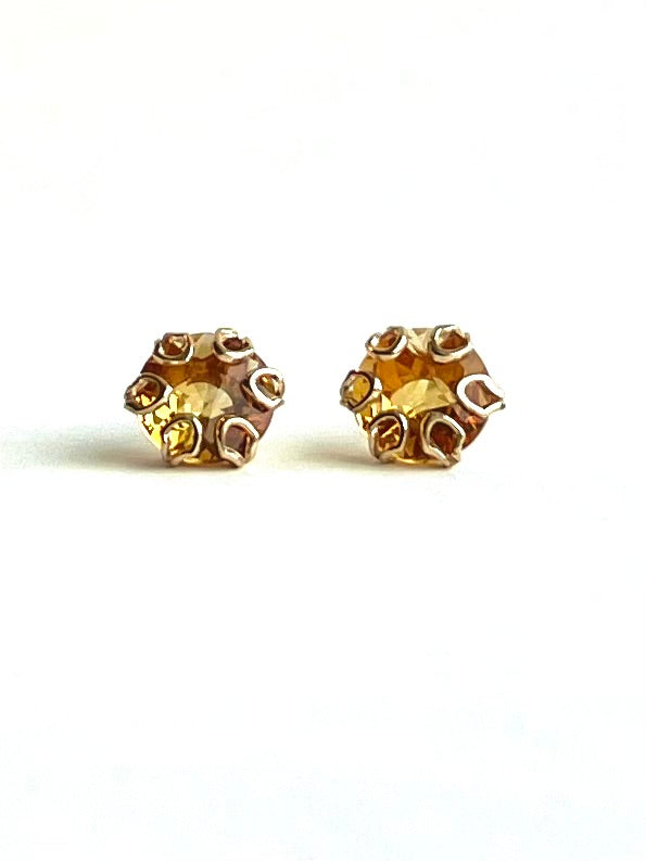 CItrine 14k yellow gold earrings by Hannah Daye & Co Poppy Posts