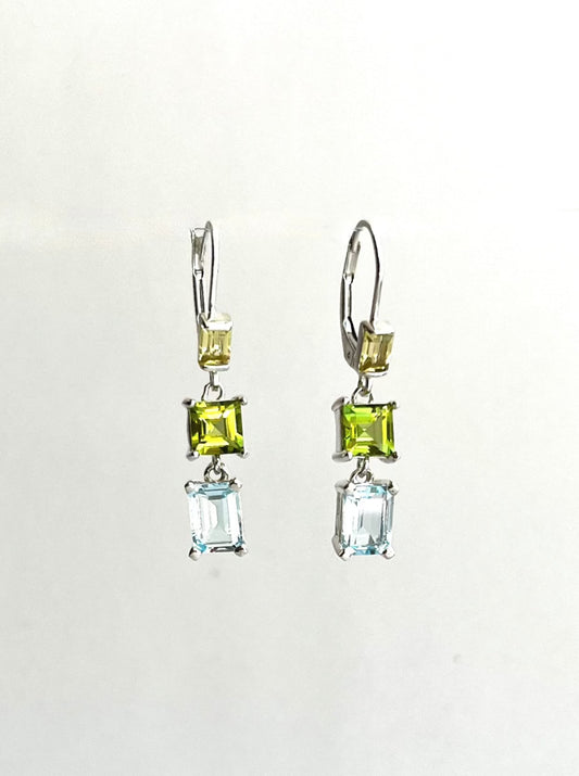 Sky Blue & Peridot sterling silver earrings - Lexi Collection - Hannah Daye & Company