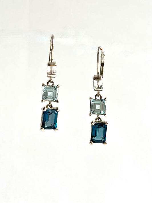 London and Sky Blue Topaz Earrings by Hannah Daye fine jewelry