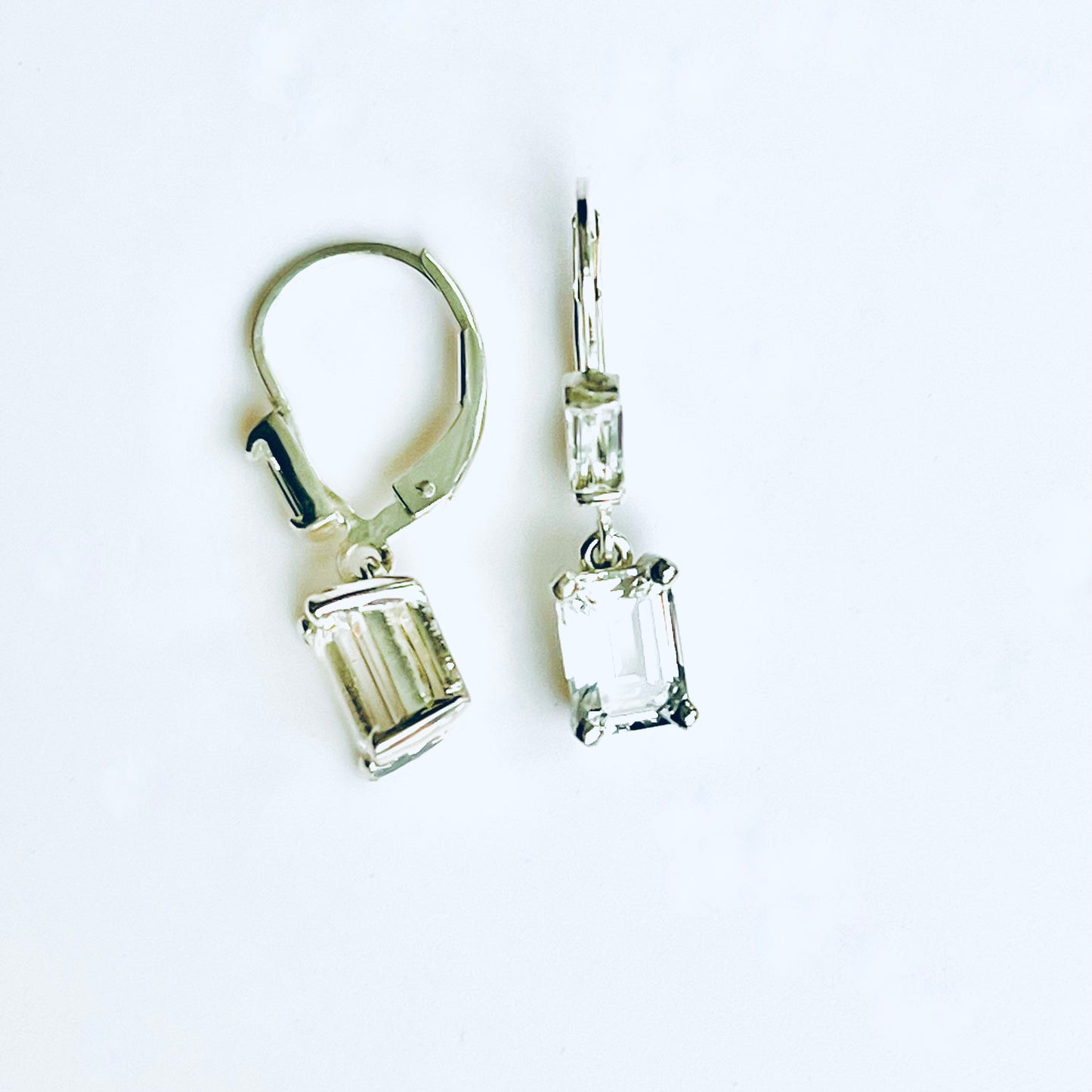 white gemstone drop earrings