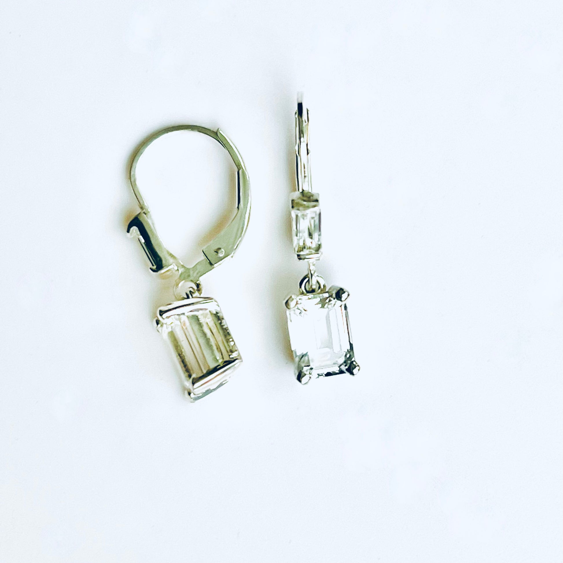 white gemstone drop earrings
