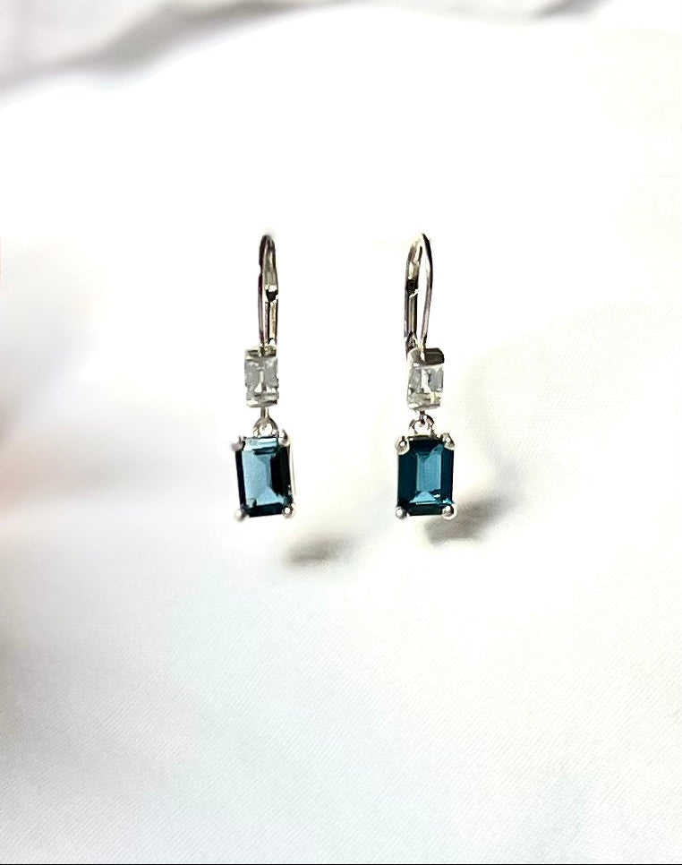 Drop Earrings sterling silver and London Blue Topaz