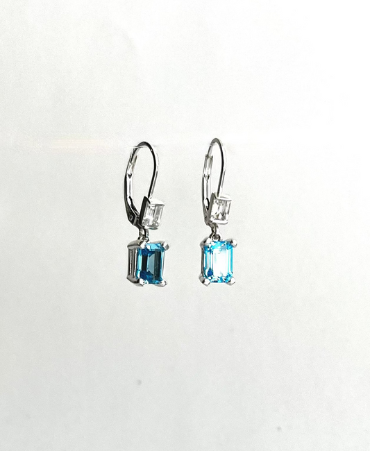 Swiss Blue Topaz sterling silver earrings - Lexi Collection - Hannah Daye & Company