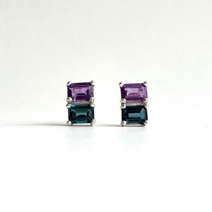 Amethyst & London Blue Topaz sterling silver earrings - Lexington Collection - Hannah Daye & Company