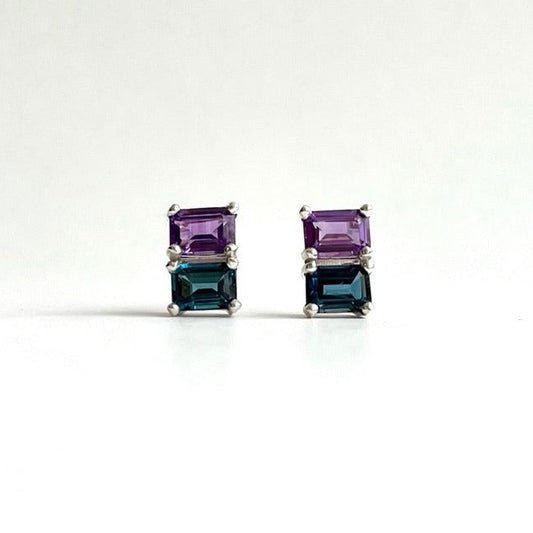 Amethyst & London Blue Topaz sterling silver earrings - Lexington Collection - Hannah Daye & Company