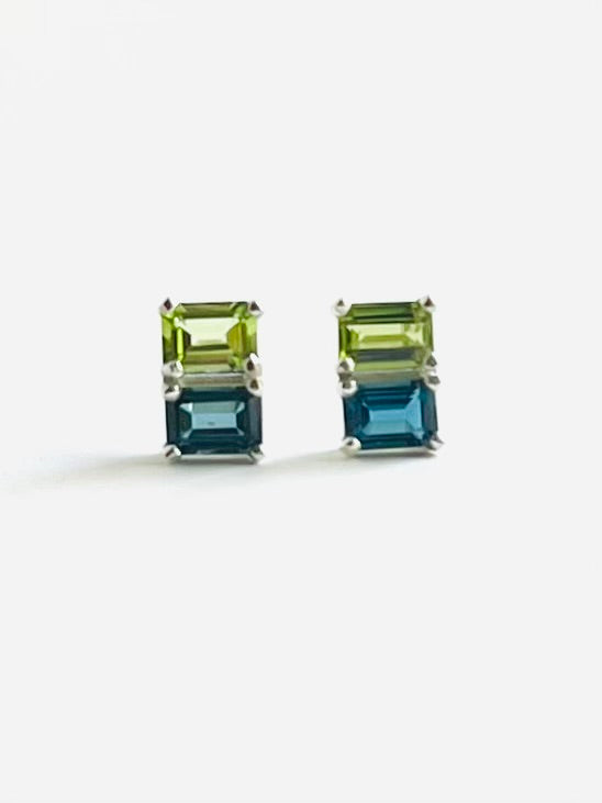 Lexington Earrings - Peridot & London Blue Topaz - Hannah Daye & Company