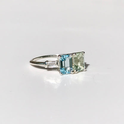Sky Blue Topaz and Mint Quartz sterling silver ring - Lexington - Hannah Daye & Company