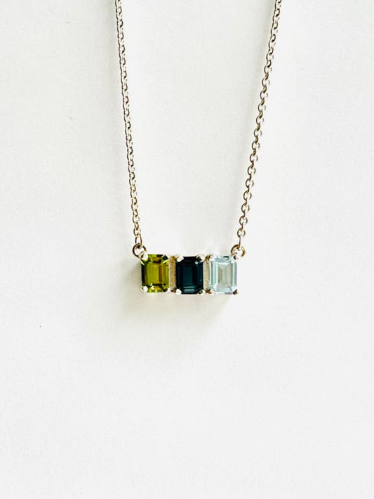 London and Sky Blue Topaz with Peridot Lexington Necklace by Hannah Daye fine jewels