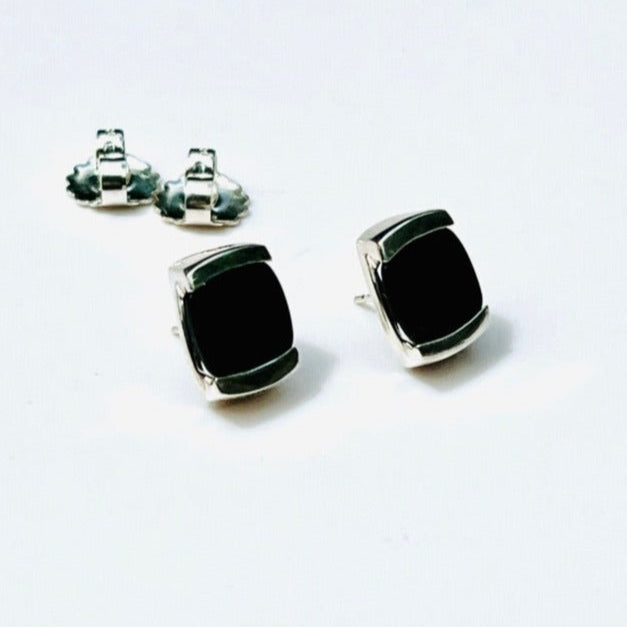 Black Onyx sterling silver earrings - Milan Collection - Hannah Daye & Company