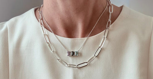 Rose Amethyst & Blue Topaz sterling silver necklace - Lexington Collection - Hannah Daye & Company