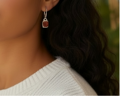 Milan Drop Earrings carnelian sterling silver artisan-made Hannah Daye & Co