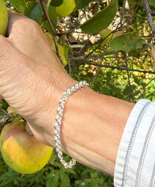 Sterling SIlver Bracelet on hand picking apple