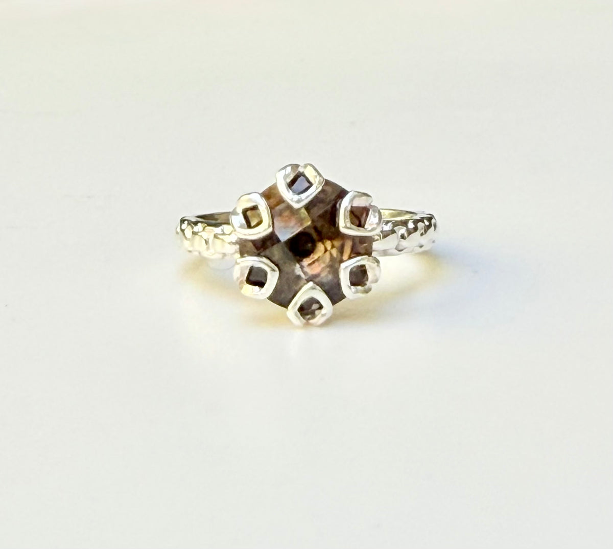 sterling silver ring with brown gemstone