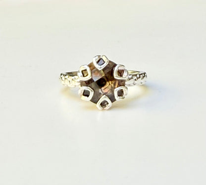sterling silver ring with brown gemstone