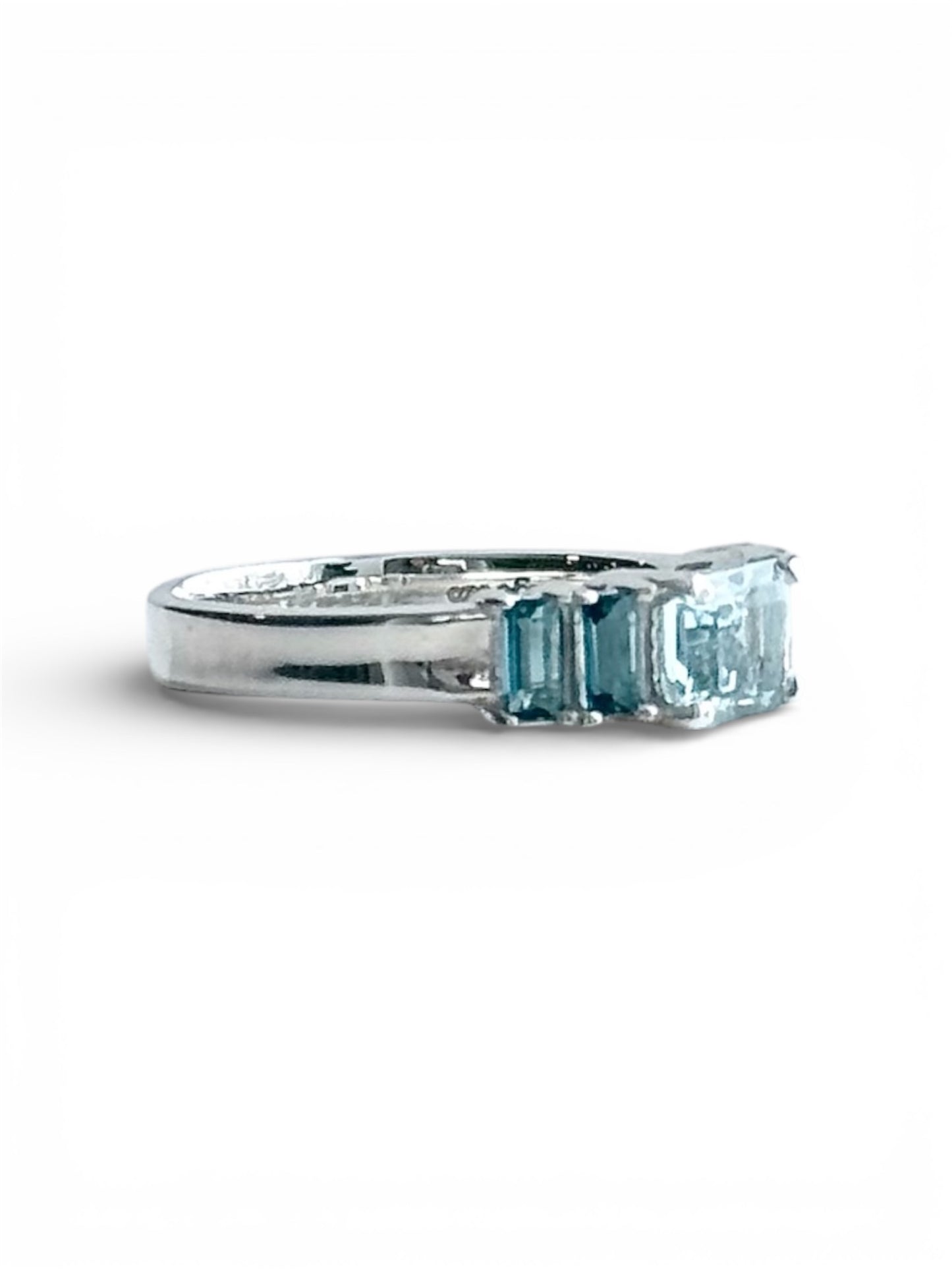 Lexi Band Ring in Sterling Silver with Aquamarine and London Blue Topaz Baguettes by Hannah Daye