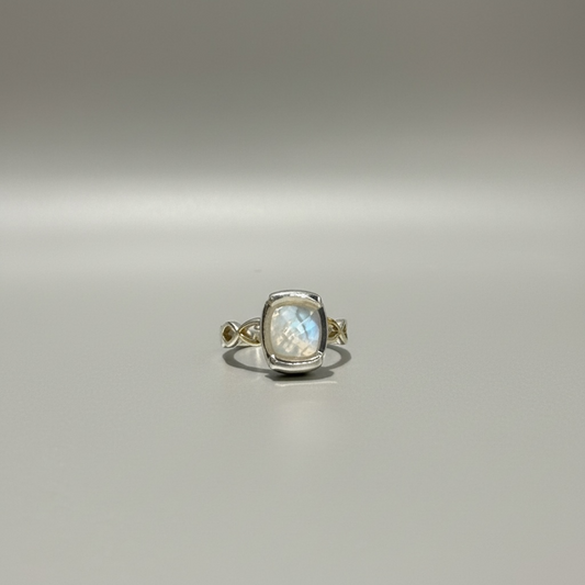 Silver ring with a mother of pearl by Hannah Daye & Co