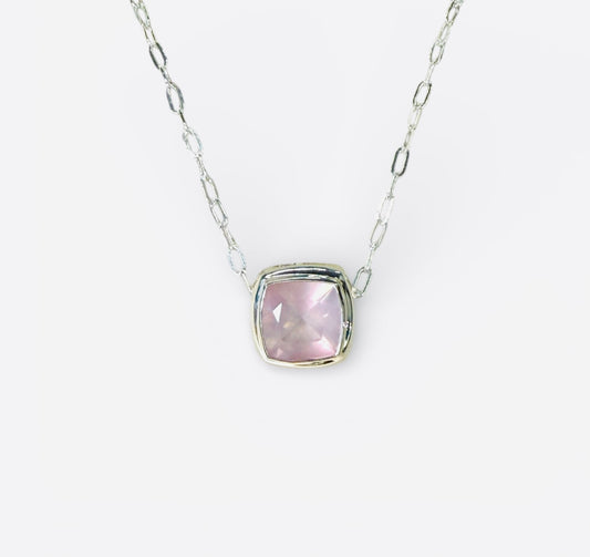 Rose Quartz bezel set concord pendant