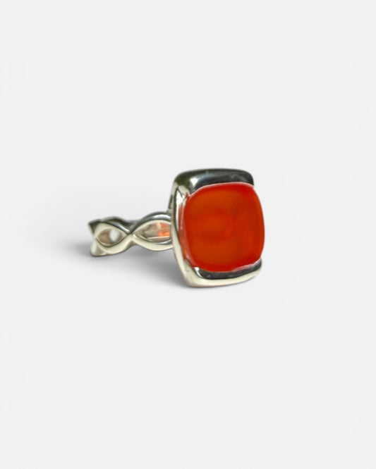 carnelian sterling silver ring by Hannah Daye