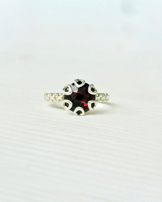 garnet sterling silver ring
