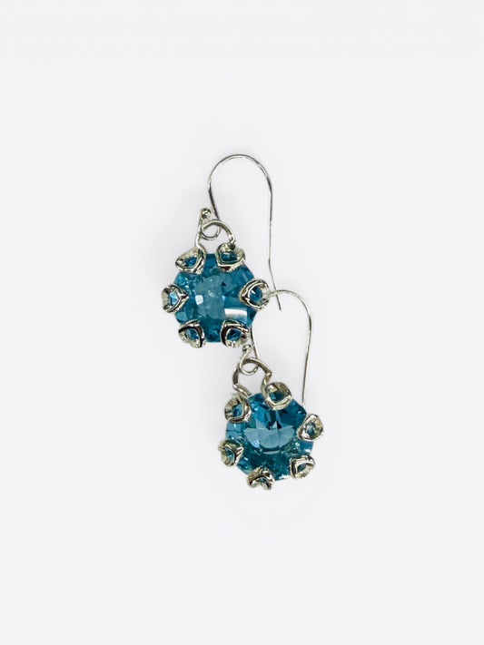 Poppy Drop Earrings swiss blue topaz sterling silver Hannah Daye & Co