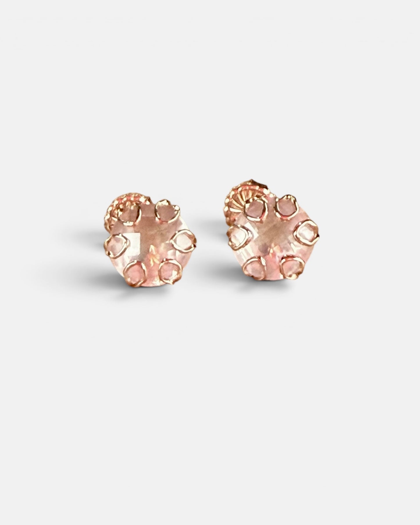 rose quartz 14k rose gold earrings