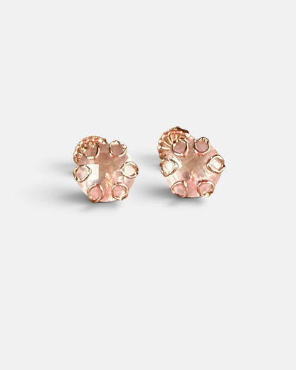 rose quartz 14k rose gold earrings