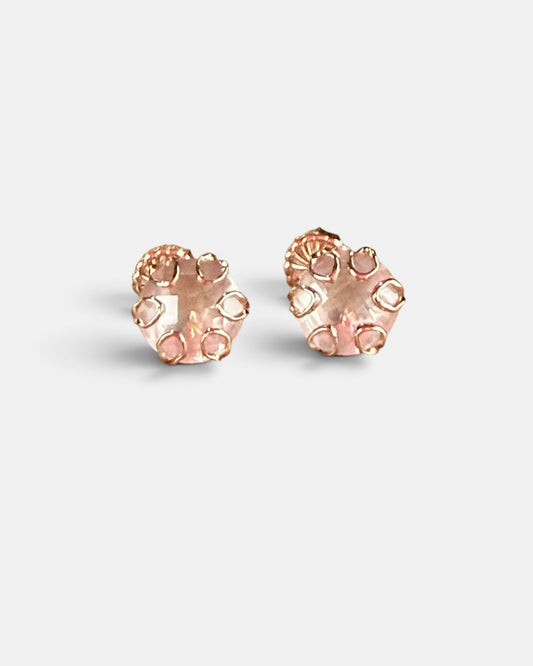 rose quartz 14k rose gold earrings