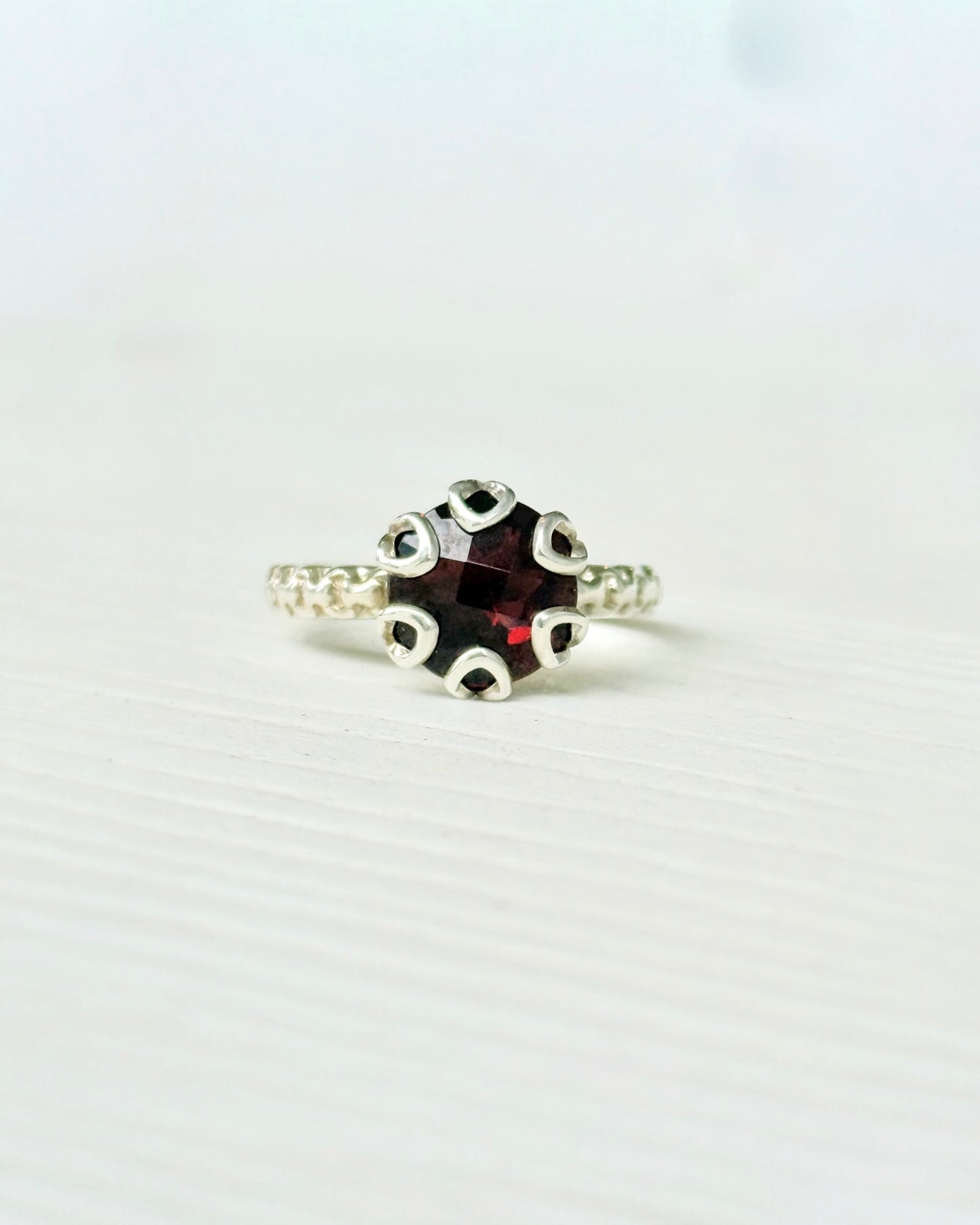 garnet sterling silver ring