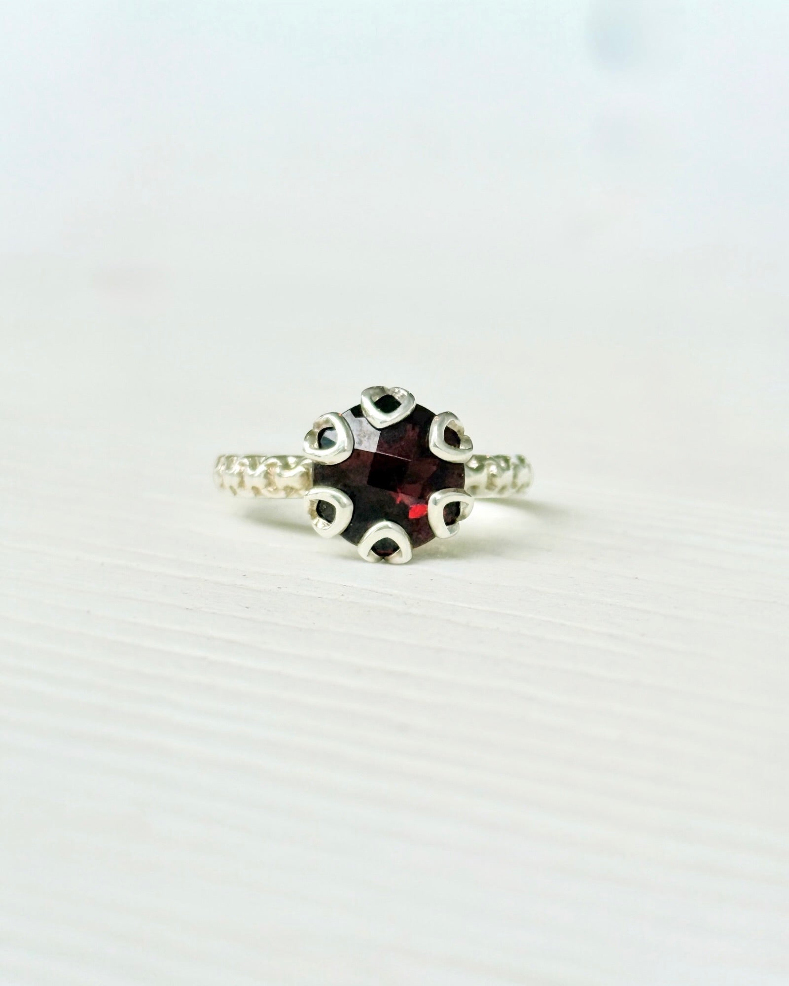 garnet sterling silver ring