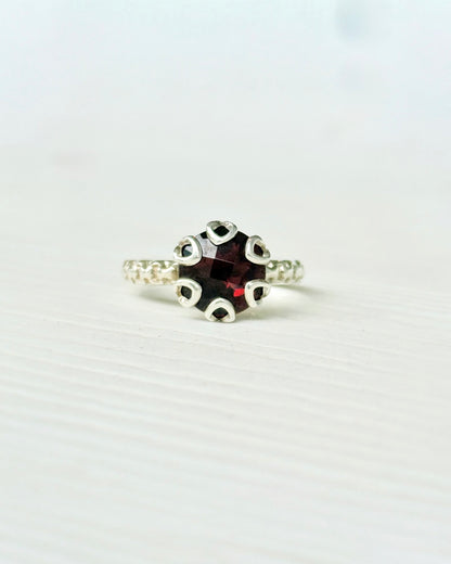 garnet sterling silver ring