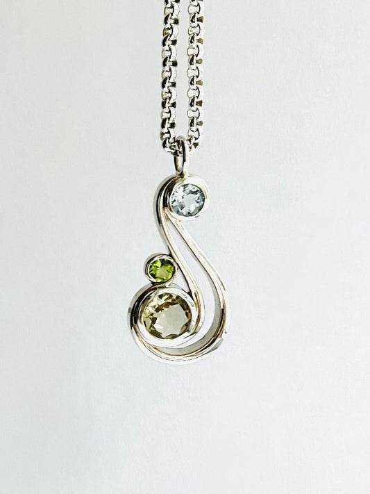 Aria Pendant - Lemon Quartz, Peridot & Sky Blue Topaz - Hannah Daye & Company