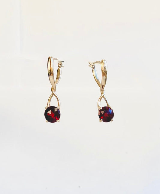 Brillante Earrings 14k Gold - Garnet - Hannah Daye & Company
