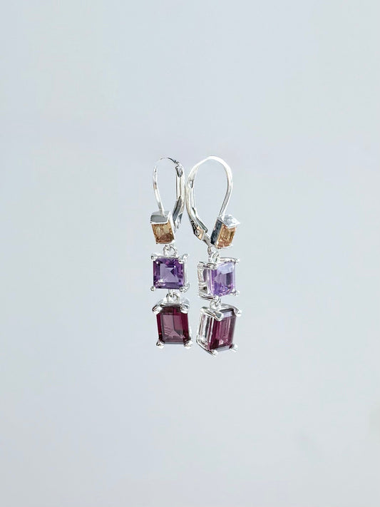 Lexi Double Drops - Amethyst + Garnet - Hannah Daye & Company