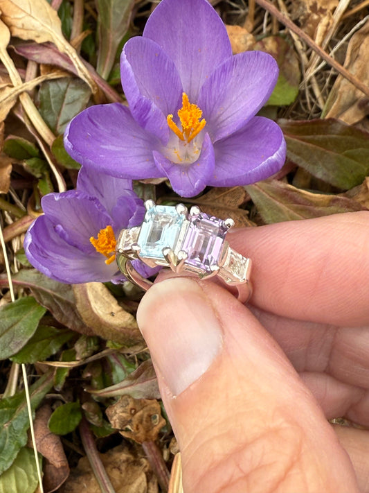 Lexington Ring - Blue Topaz + Amethyst - Hannah Daye & Company