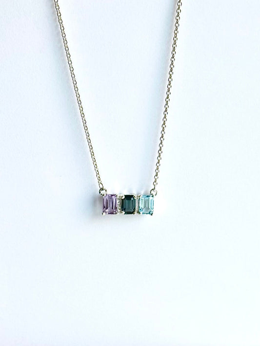 Lexington Triple Necklace - Rose Amethyst & Blue Topaz - Hannah Daye & Company