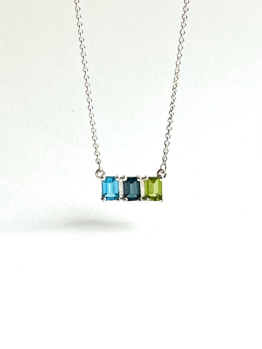 Blue Topaz & Peridot sterling silver necklace - Lexington Collection - Hannah Daye & Company