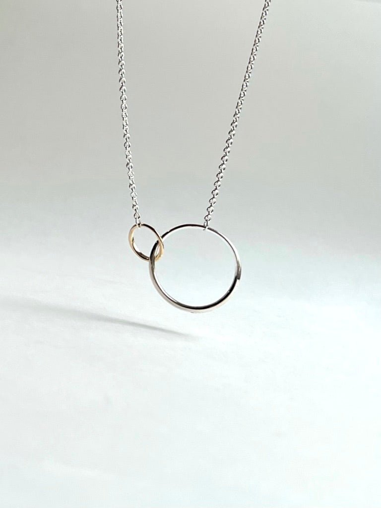 Saturn Necklace - 14k Yellow Gold + Sterling Silver - Hannah Daye & Company